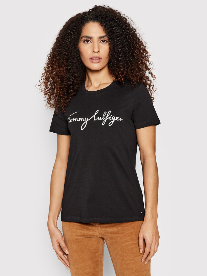 Tommy Hilfiger Tommy Hilfiger Marškinėliai Heritage Crew Neck Graphic Tee WW0WW24967 Juoda Regular Fit