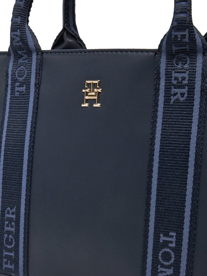 Tommy Hilfiger Handtasche Tommy Hilfiger Th Logotape Mini Tote AW0AW17201 Dunkelblau