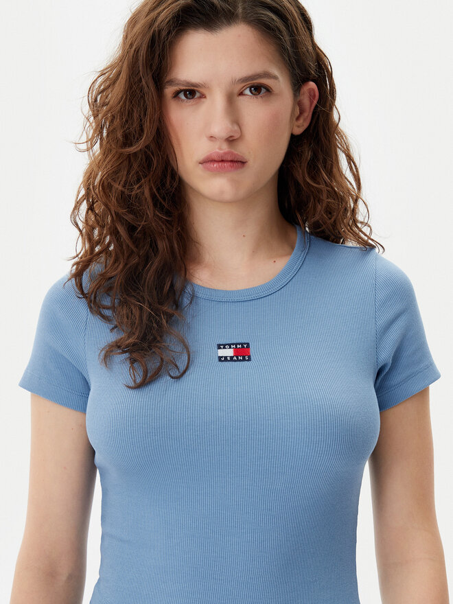 Tommy Jeans Tommy Jeans Marškinėliai Badge DW0DW17881 Mėlyna Slim Fit
