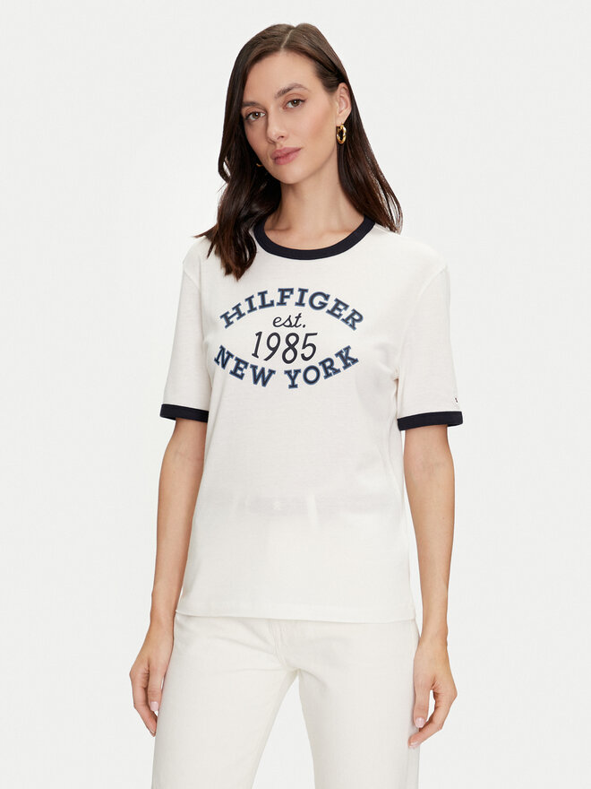 Tommy Hilfiger Tommy Hilfiger Marškinėliai Varsity Ringer WW0WW42585 Balta Regular Fit