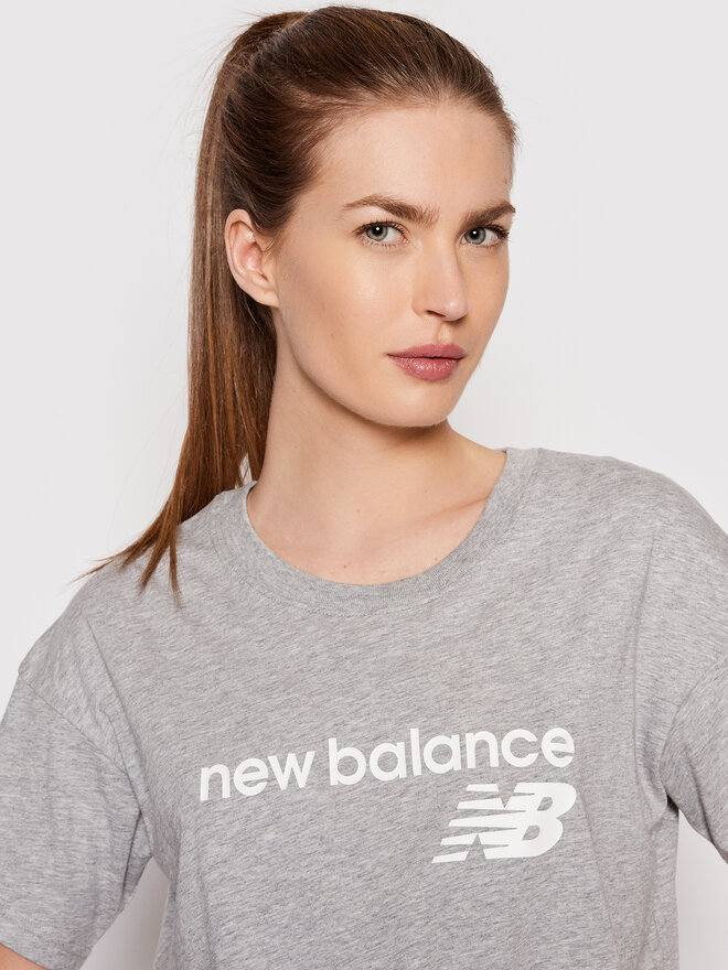 New Balance New Balance Marškinėliai Stacked WT03805 Pilka Relaxed Fit