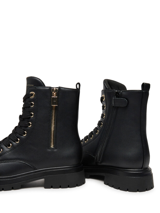 Tommy Hilfiger Trapper stila apavi Tommy Hilfiger Lace-Up Bootie T3A5-33567-1351 S Melns