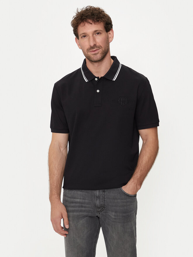 Gant Gant Polo marškinėliai Contrast 2013039 Juoda Regular Fit