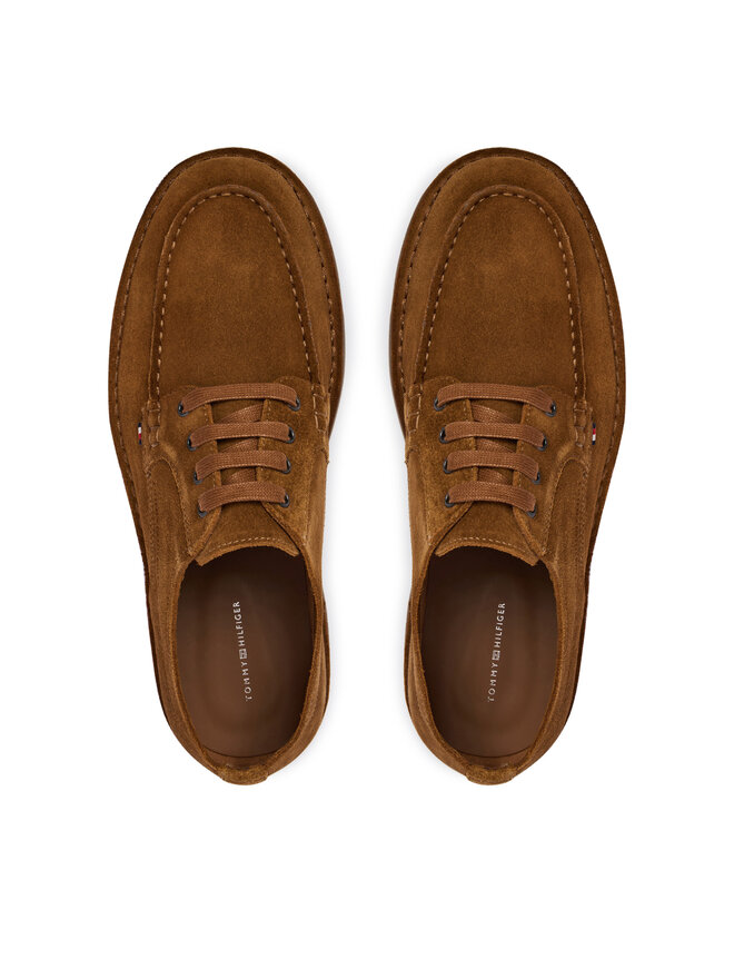 Tommy Hilfiger Halbschuhe Tommy Hilfiger Stitchdown Suede Derby FM0FM05841 Braun