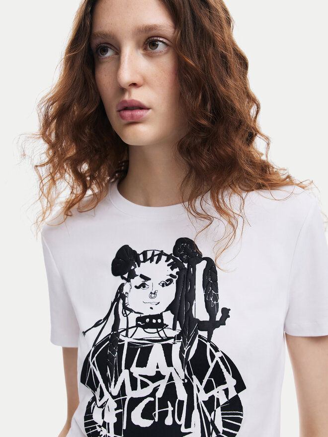 Desigual Desigual Camiseta Choi Lacroix 24WWTK90 Blanco Slim Fit