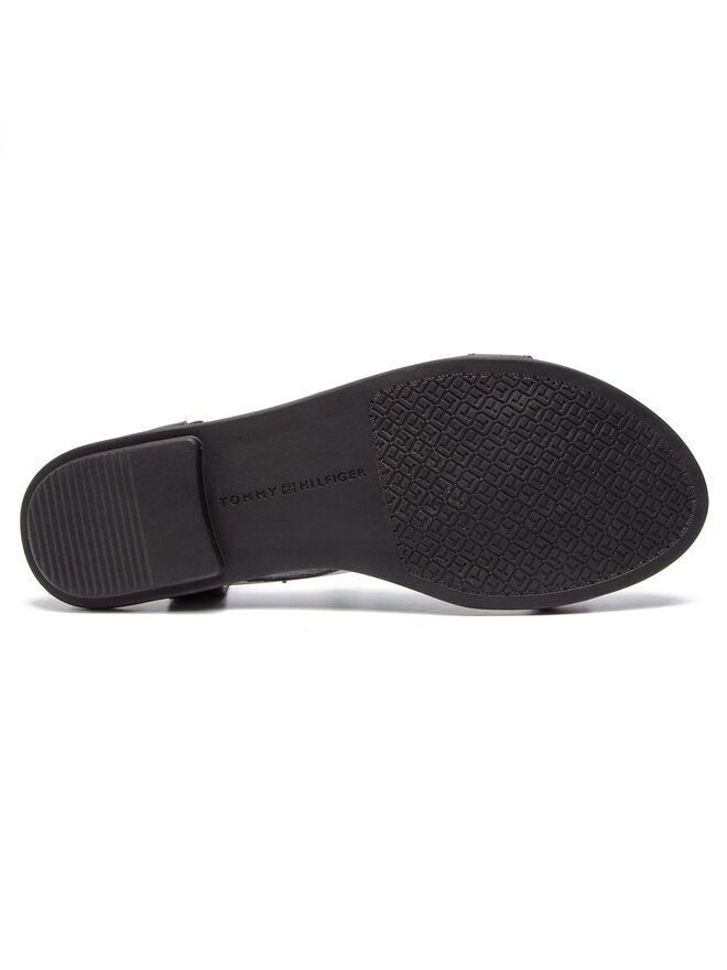 Tommy Hilfiger Sandalen Tommy Hilfiger Elevated Leather Flat Sandal FW0FW03946 Schwarz
