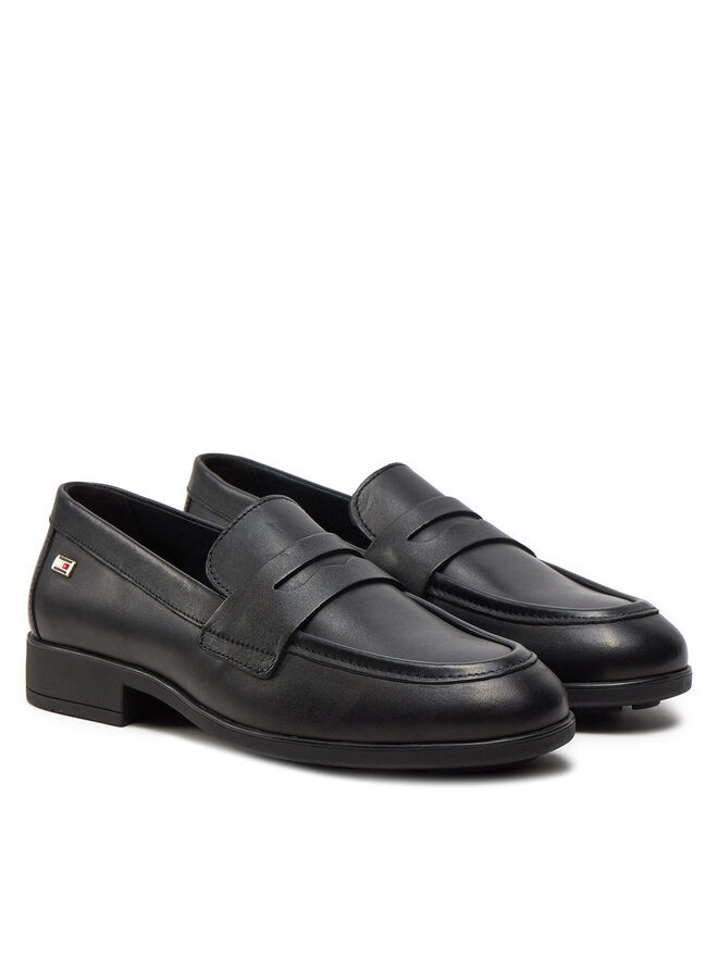 Tommy Hilfiger Slipper Tommy Hilfiger Flag Leather Classic Loafer FW0FW08030 Schwarz