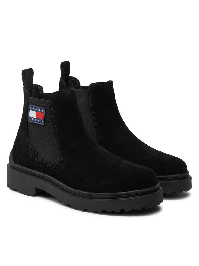 Tommy Jeans Členková obuv s elastickým prvkom Tommy Jeans EM0EM01468 Čierna