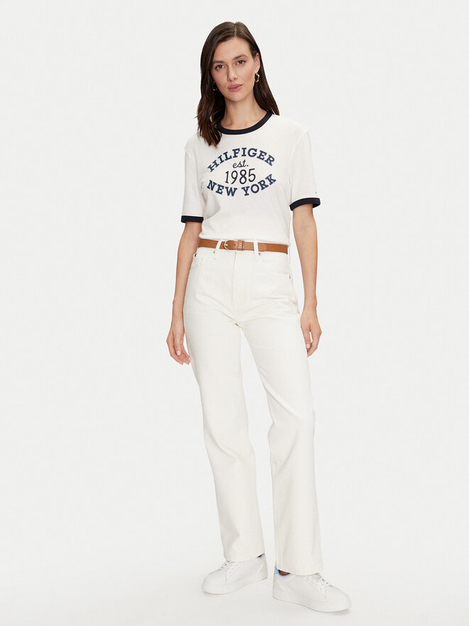 Tommy Hilfiger Tommy Hilfiger Camiseta Varsity Ringer WW0WW42585 Blanco Regular Fit