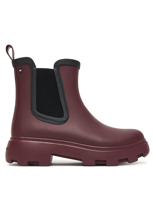 Tommy Hilfiger Cizme de cauciuc Tommy Hilfiger Flag Ankle Warm Lining FW0FW08974 Vișiniu