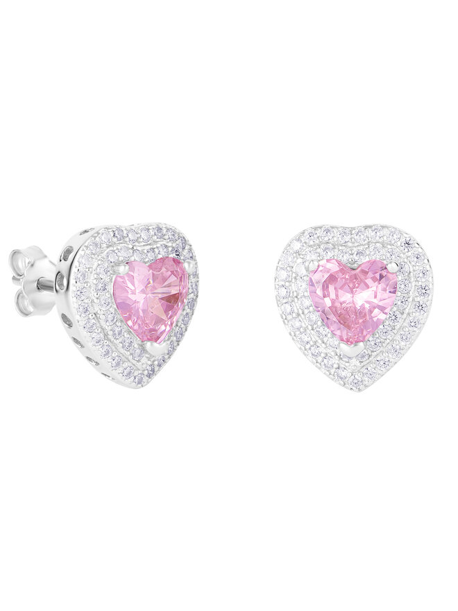 ICED STUFF Orecchini ICED STUFF Love Heart Pink Oro bianco