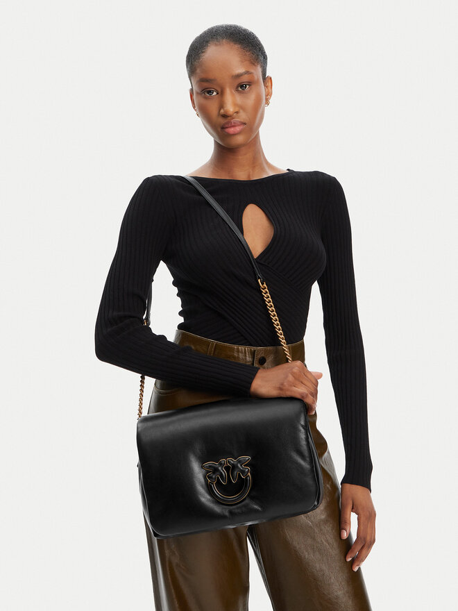 PINKO Ročna torba PINKO Love Click Puff Classic PE 25 PLTT 101585 A10F Črna