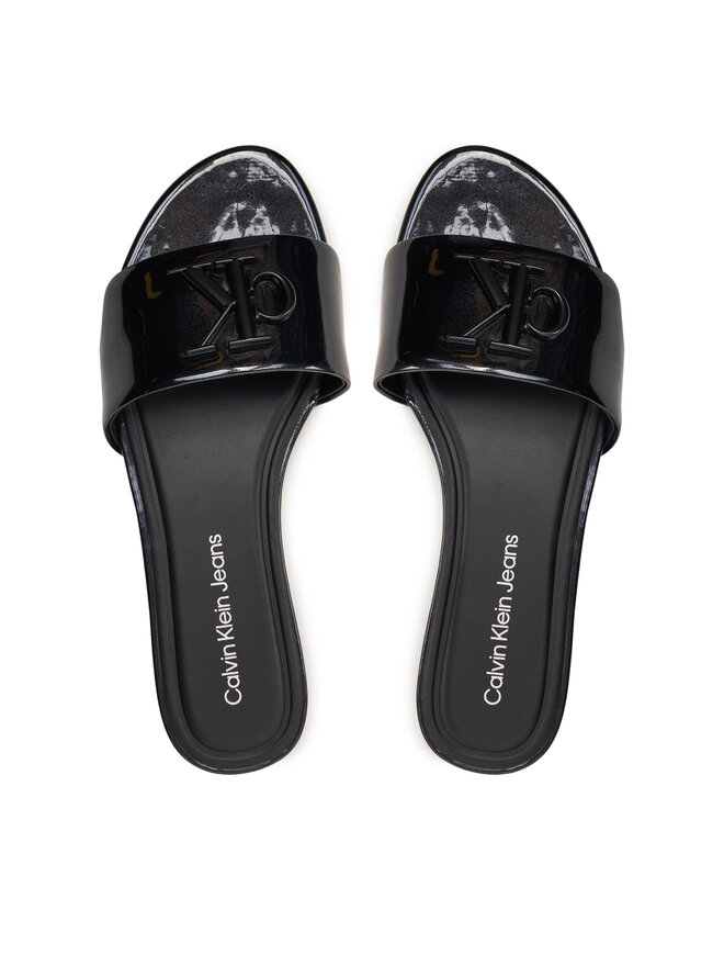 Calvin Klein Jeans Pantoletten Calvin Klein Jeans Flat Sandal Slide Mg Met YW0YW01348 Schwarz