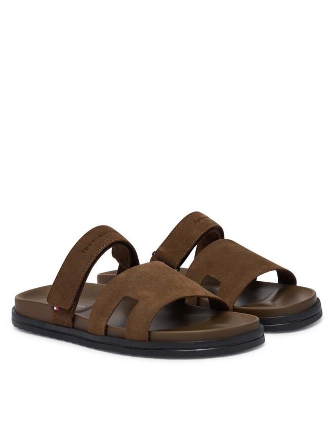 Tommy Hilfiger Pantoletten Tommy Hilfiger Adjustable Premium Suede Sandal FM0FM05774 Braun