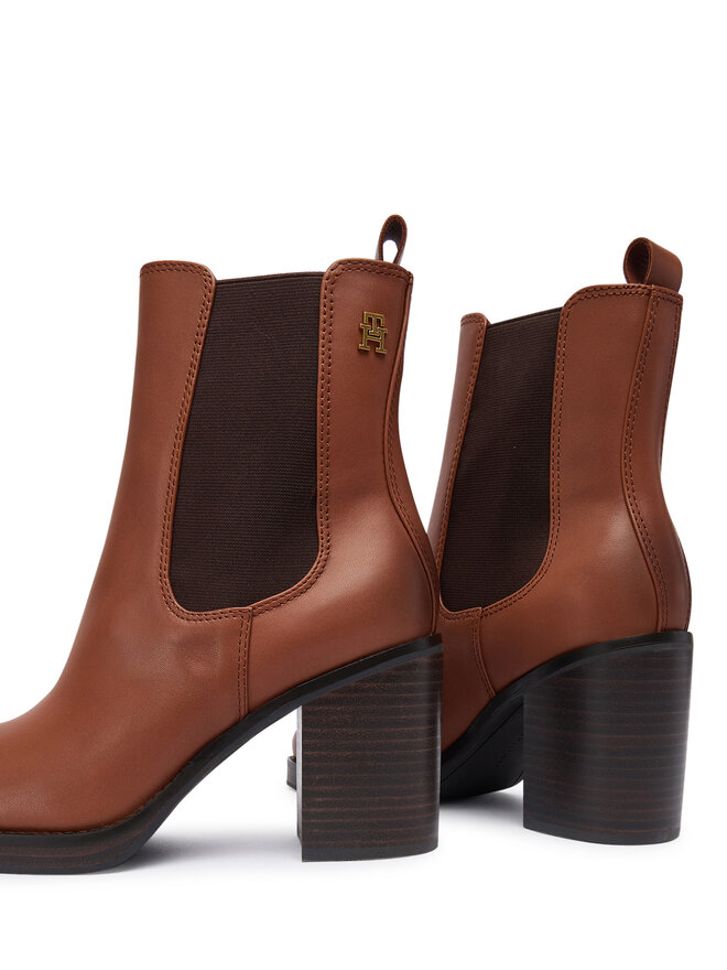 Tommy Hilfiger Stivaletti Tommy Hilfiger Square Toe Chelsea High Block Hl FW0FW08844 Marrone