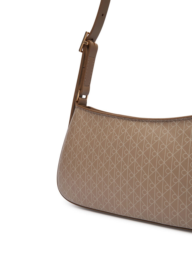 Calvin Klein Handtasche Calvin Klein Emblem Aop Small Shoulder Bag LV04F3324G Beige