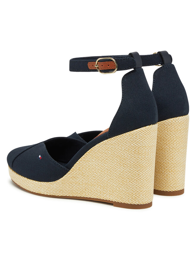 Tommy Hilfiger Pusbačiai Tommy Hilfiger Flag High Wedge Espad Closed Toe FW0FW08494 Tamsiai mėlyna