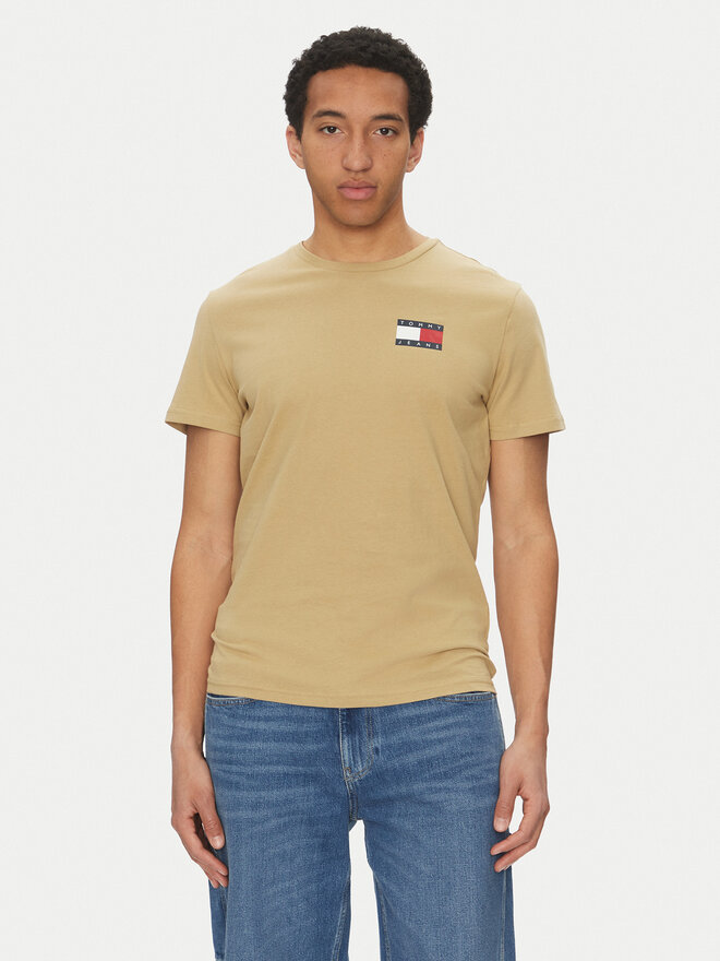 Tommy Jeans Tommy Jeans Marškinėliai Essential DM0DM20740 Smėlio Slim Fit