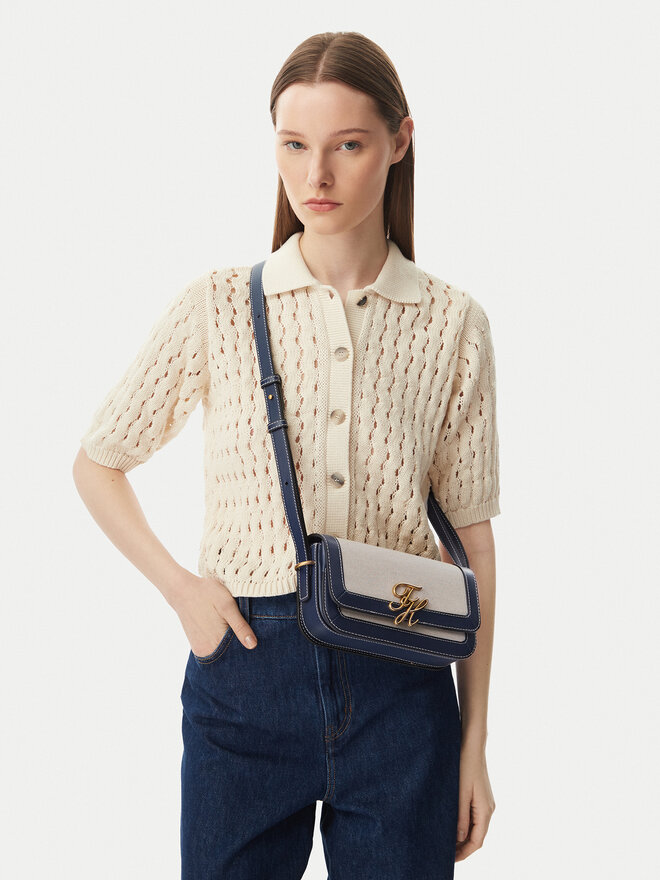 Tommy Hilfiger Handtasche Tommy Hilfiger Th Script Flap Crossover Canvas AW0AW18737 Creme