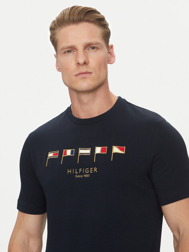 Tommy Hilfiger Tommy Hilfiger Majica Multi Flags MW0MW38616 Mornarsko modra Regular Fit