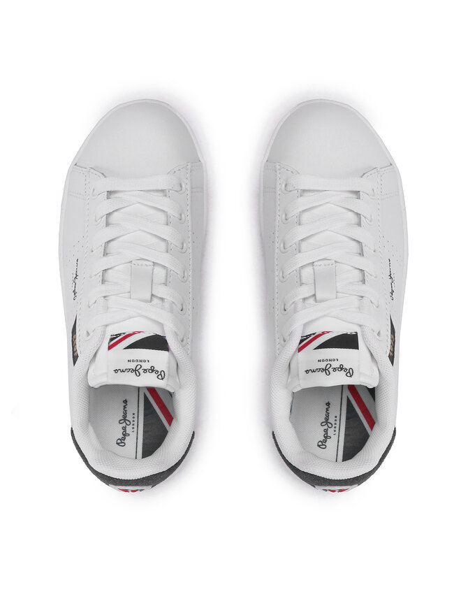 Baskets Pepe Jeans Player Basic B Pour Garçon - Dessus Cuir Sportif - Semelle Caoutchouc - Col Rembourré - Style Tennis Classique