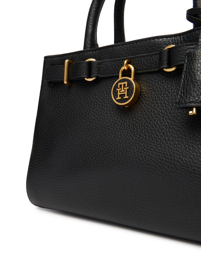 Tommy Hilfiger Handtasche Tommy Hilfiger American Icon Mini Tote Leather AW0AW17926 Schwarz