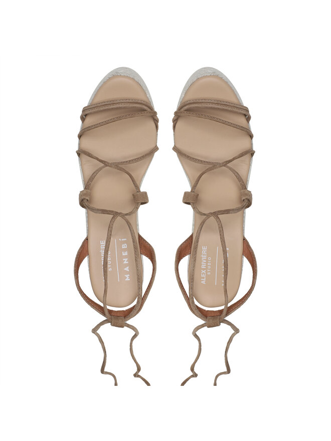 Manebi Espadrile Manebi Soft Suede Lace-Up Wedge Espadrilles L 8.7 WA Maro