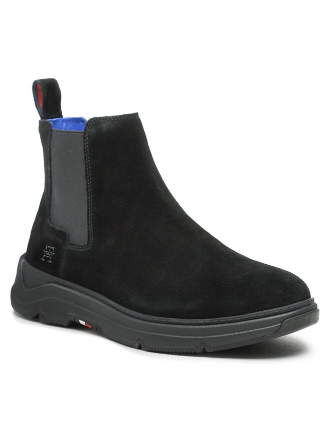 Tommy Hilfiger Μποτάκια με λάστιχο Tommy Hilfiger Premium Th Suede Hybrid Chelsea FM0FM04683 Μαύρο