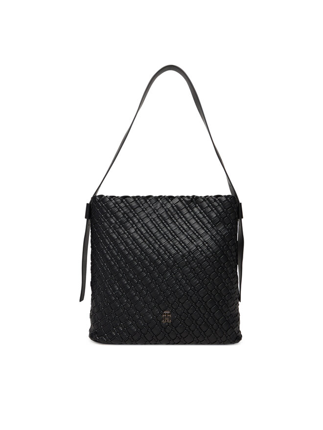 Tommy Hilfiger Handtasche Tommy Hilfiger Th Braided Maxi Hobo AW0AW18161 Schwarz
