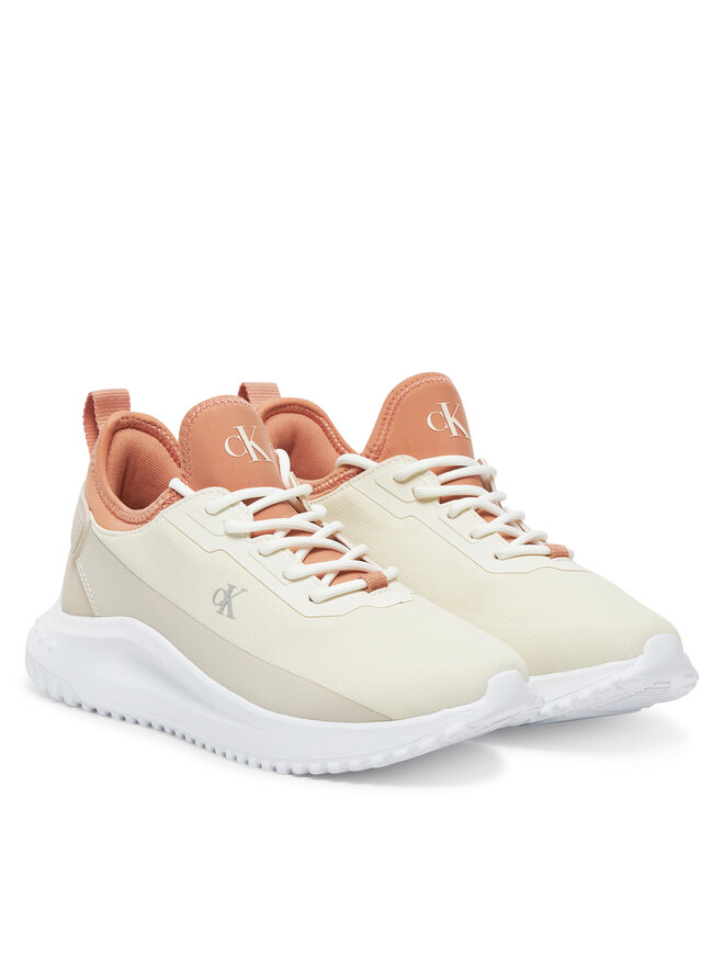 Calvin Klein Jeans Sneakersy Calvin Klein Jeans Eva Runner Low Lace Mix In YW0YW01759 Écru