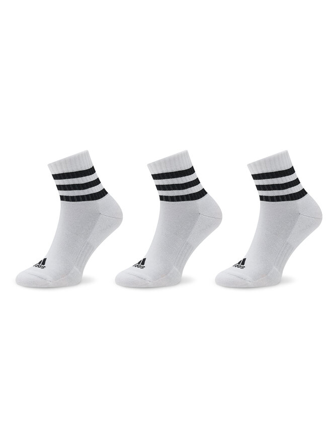 adidas Skarpety Niskie Unisex adidas 3-Stripes Cushioned Sportswear Mid-Cut Socks 3 Pairs HT3456 Biały