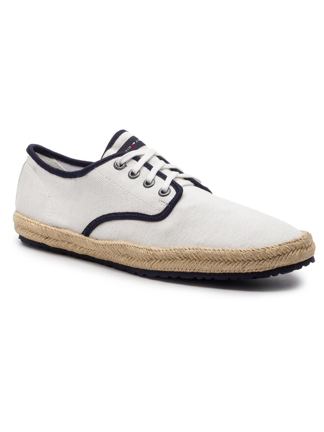 Tommy Hilfiger Espadrile Tommy Hilfiger Canvas Lace Up Espadrille FM0FM02254 Alb