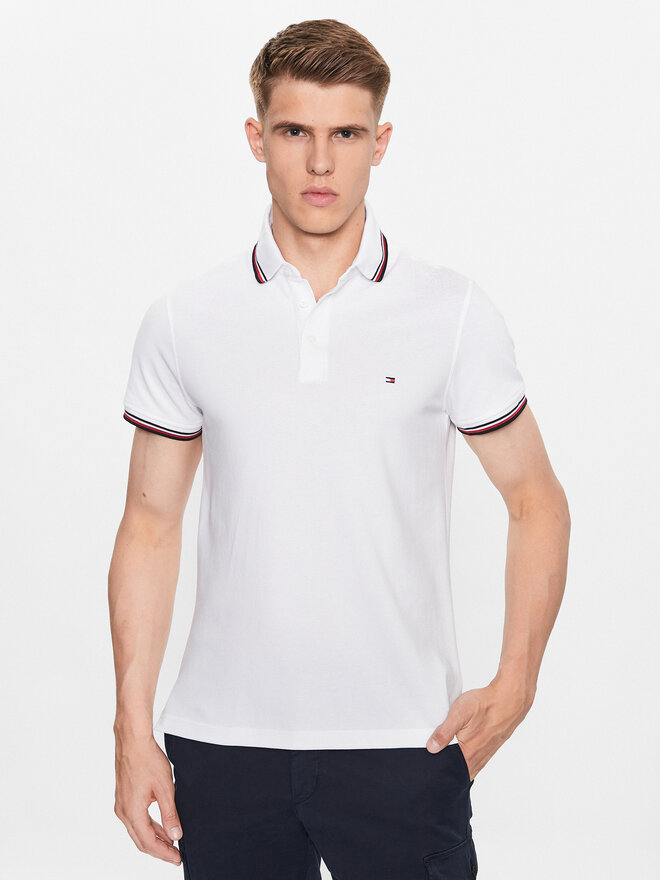 Tommy Hilfiger Tommy Hilfiger Polo marškinėliai 1985 MW0MW30750 Balta Slim Fit