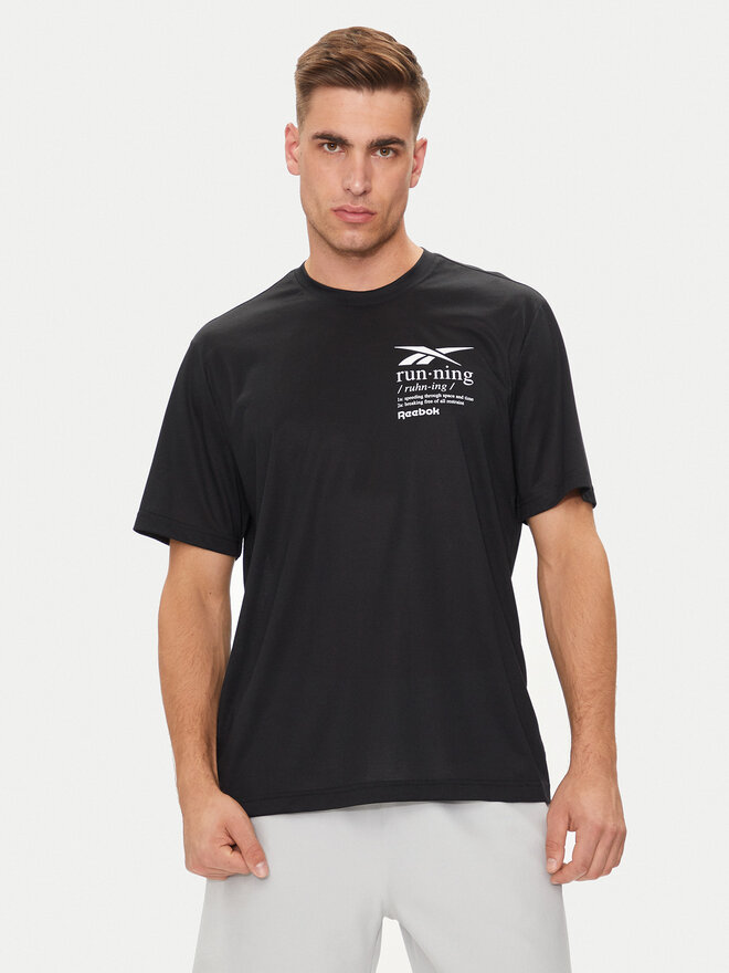 Reebok Reebok Marškinėliai Run Graphic 100075314 Juoda Relaxed Fit