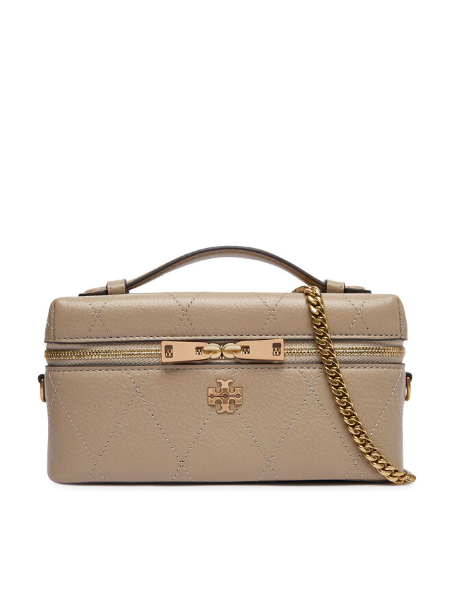 Tory Burch Handtasche Tory Burch Charlie Quilted East-West Vanity Case 186036 Beige