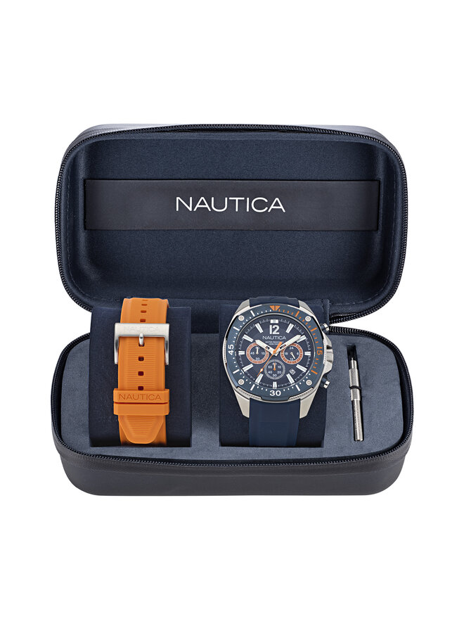 Nautica Ročna ura Nautica Sporty SET NAPBSS504 Srebrna