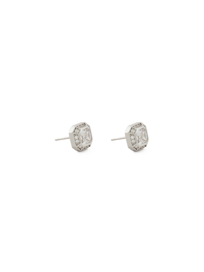 ICED STUFF Pendientes ICED STUFF Emerald Cut Oro blanco