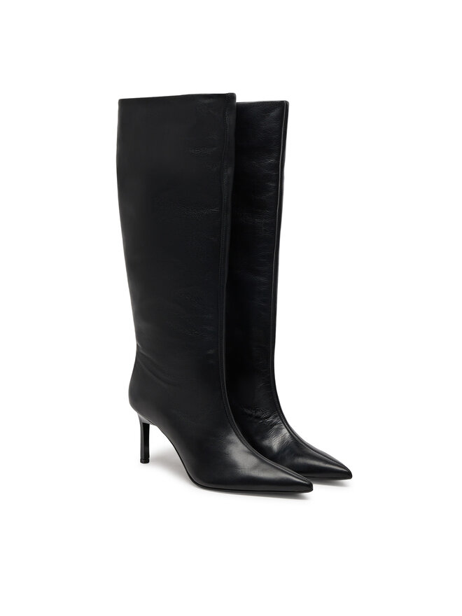 Calvin Klein Ботуши Calvin Klein Heel Knee Boot 70 Lth HW0HW02162 Черен