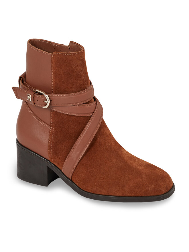 Tommy Hilfiger Botki Tommy Hilfiger Elevated Essential Midheel Boot FW0FW07515 Brązowy