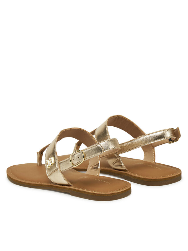 Tommy Hilfiger Sandały Tommy Hilfiger Metallic Leather Thong Sandal FW0FW08798 Złoty