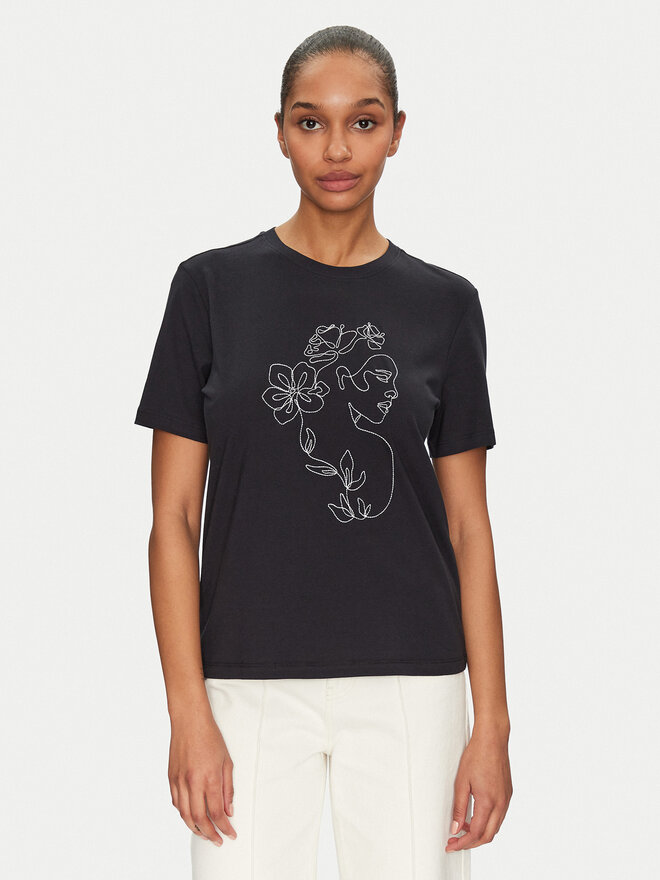 Vila Vila Camiseta Sybil 14108062 Negro Regular Fit