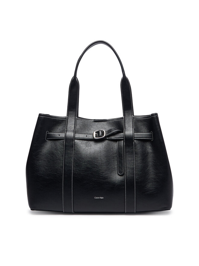 Calvin Klein Handtasche Calvin Klein Buckle Medium Work Tote LV04F3549G Schwarz