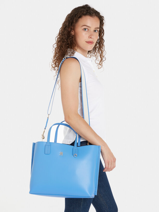 Handtasche Tommy Hilfiger Iconic Tommy Satchel AW0AW15692 Blau 