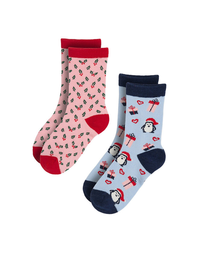 Nelli Blu 2 pares de calcetines altos para niño Nelli Blu 7KB-006-AW23 (2-pack) Rojo