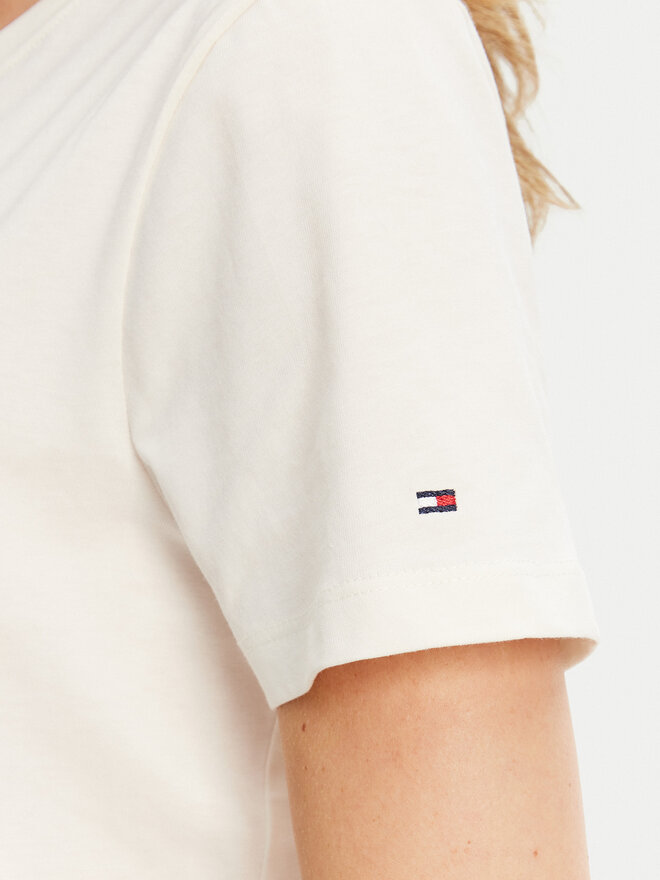Tommy Hilfiger Tommy Hilfiger Majica Script WW0WW47210 Écru Regular Fit