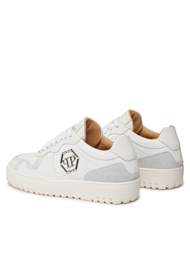 PHILIPP PLEIN Sneakersy PHILIPP PLEIN Mix Leather Lo Top Sneakers SADS USC0545 PLE010N 01 Biały