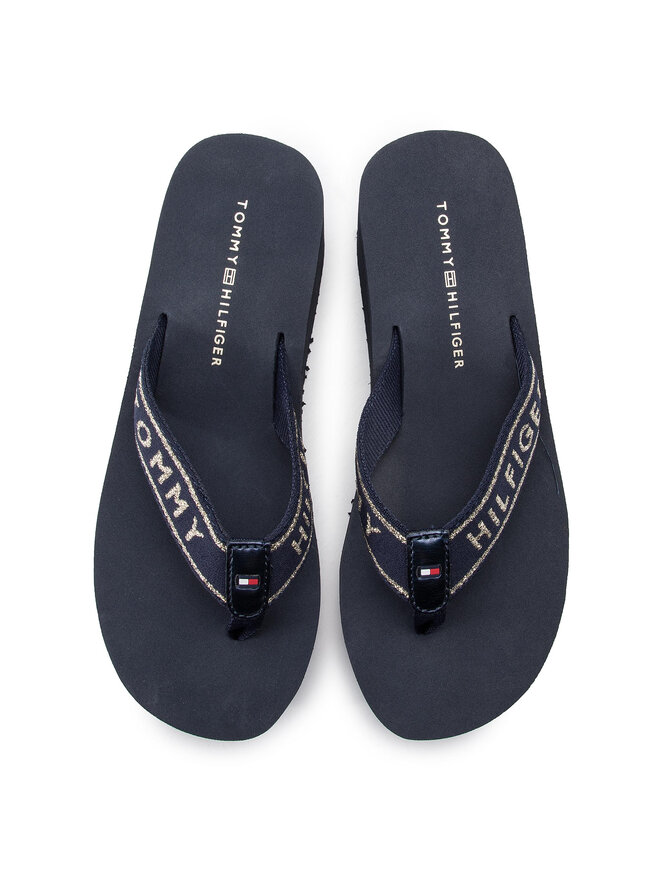 Tommy Hilfiger Zehentrenner Tommy Hilfiger Tommy Retro High Beach Sandal FW0FW03871 Dunkelblau