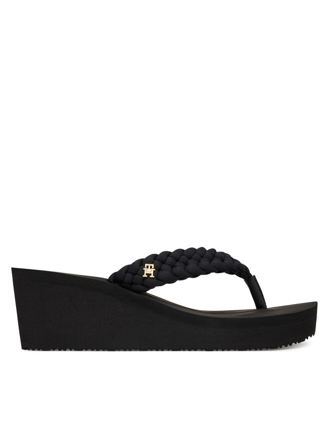 Tommy Hilfiger Zehentrenner Tommy Hilfiger Th Wedge Braided Summer Sandal FW0FW09198 Schwarz