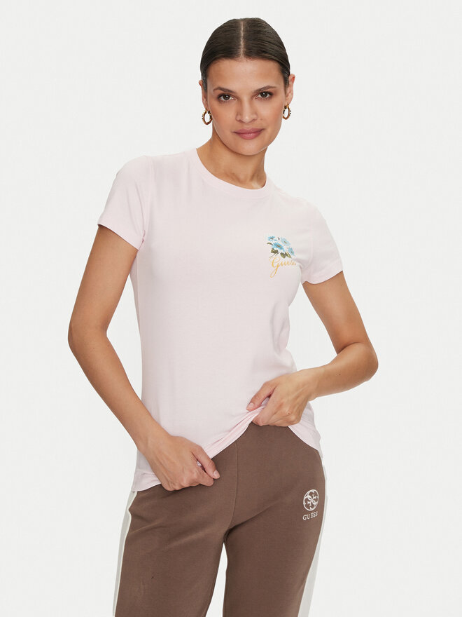 Guess Guess T-Shirt Flowers W4YI30 J1314 Rosa Slim Fit