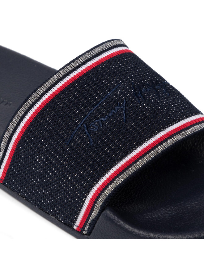 Tommy Hilfiger Чехли Tommy Hilfiger Essential Shiny Knit Pool Slide FW0FW06311 Тъмносин